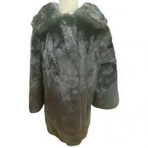 Vintage black faux fur mod peacoat with 3/4 length sleeve
